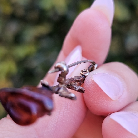 Vtg Amber Rose on Sterling - Picture 5 of 8